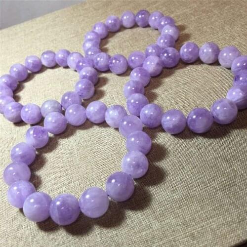 Wholesale 14mm Purple Natural Lavender Stone Quartz Crystal Round Beads One Stretch Bracelet