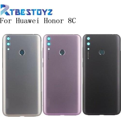 Original 6.26" For Huawei Honor 8C Back Battery Cover Case+Power Side Buttons+Glass Lens+Flash+Logo