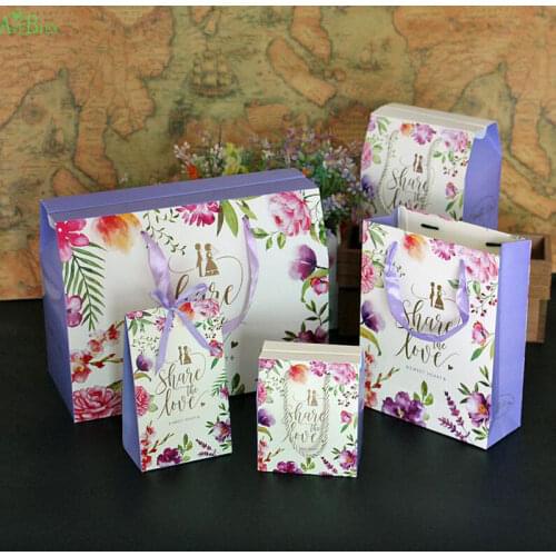 AVEBIEN 10pcs/set Wedding Event Gift Bag With Handle Party Supplies Candy Boxes Sweet Heart Decoration Classic Gift Favor Wrap