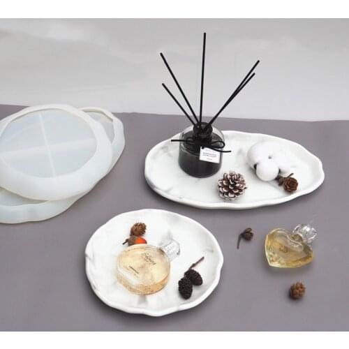 DIY Cosmetic Tray Resin Mold Porch Shelf Oval Round Epoxy Resin Silicone Mirror Mold