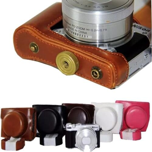 Rofessional holster Leather Camera case Bag for Nikon 1 J5, 1J5 10-30mm lens High Quality PU Leather case With Strap