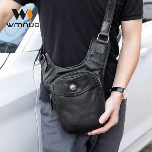 Wmnuo Brand Shoulder Crossbody Messenger Bag Men Casual Genuine Leather Cowhide Saddle Chest Bag Men Travel Phone Bag Big Sale