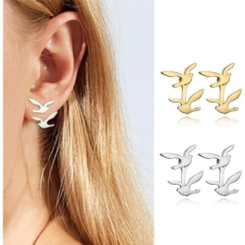 Creative Fashion Gold And Silver Color Trendy Earrings Boho Cute Classic Animal Bird Stud Earrings Alloy Swallow Pigeon