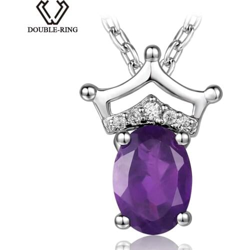 DOUBLE-R 0.76Ct Genuine Natural Amethyst Fashion 925 Sterling Silver Jewelry 925 Sterling Silver Pendants Not Include A Chain