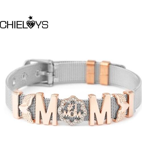 10mm MOM Santa Claus Slide Beads Mesh Bracelets For Women Simple Keeper Charm Bracelets Bangles Christmas Jewelry Special Offer