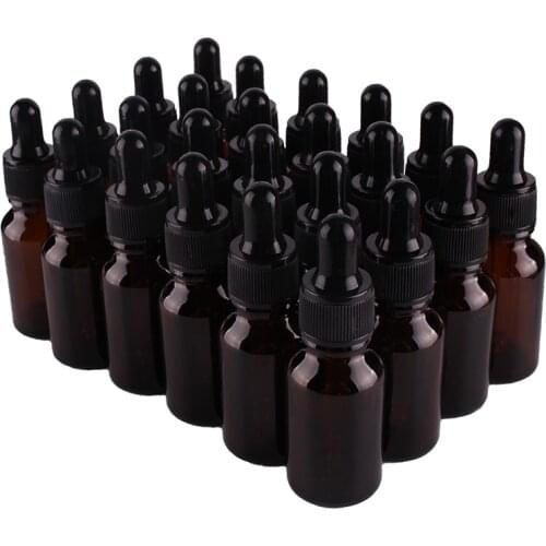 24pcs 15ml New Empty Amber Glass Dropper Bottle with Pipptte for essential oils aromatherapy liquid