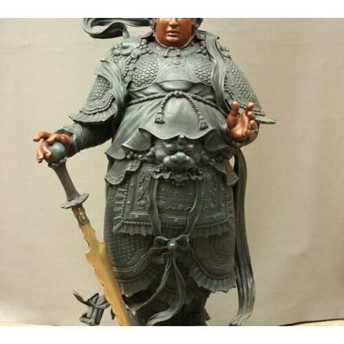 36" Temple China Pure Bronze HandWork Veda Wei Tuo General God Buddha Art Statue 160817