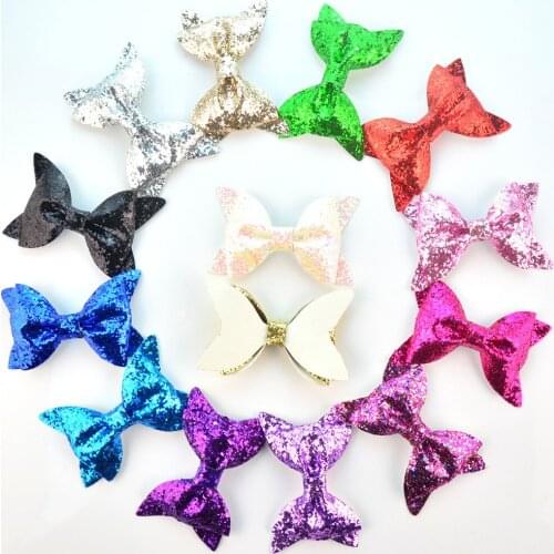 70 pcs/lot, You Choose Color , 3.9" Glitter Bows , DIY Hair Bows Sparkly Bows for Headband, hair clip and shoe accessories