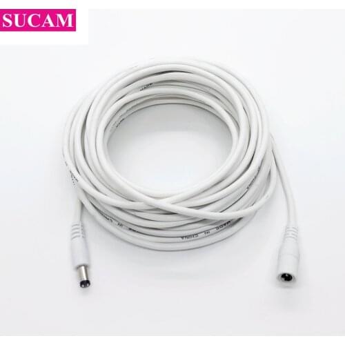 White DC 12V Power Adapter Extension Cable 5.5*2.1mm Male Female Power Cord 3/5/10/15/20/30/50 Meters for CCTV Camera LED Light
