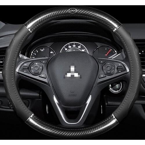 Car Carbon Fiber Leather Steering Wheel Covers Interior Accessories 38cm for Mitsubishi Xpander Attrage Outlander Car Styling