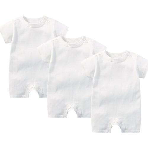 3piece Baby Rompers Newborn Jumpsuit Solid Short Sleeves cotton Outfits Sets Kids Clothes Infant Jumpsuit