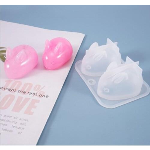 DIY 3D 1set rabbit resin mold crystal epoxy mold cute long-eared rabbit silicone mold