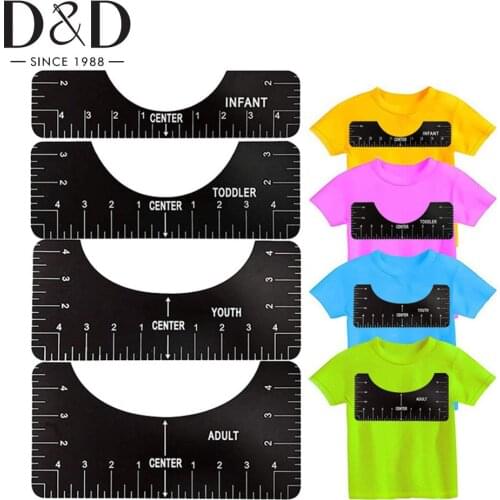 Sewing Tools 4PCS T-Shirt Alignment Ruler Craft Ruler with Guide Tool for Adult Youth Toddler Yardstick Ruler Sewing Supplies