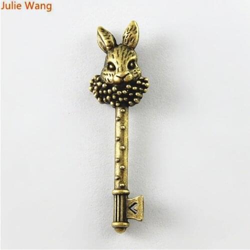 Julie Wang 10PCS Imitation Key Shape Charms Antique Bronze Plated Pendant Jewelry Accessory Handmade Hanging Crafts 51*16*2mm
