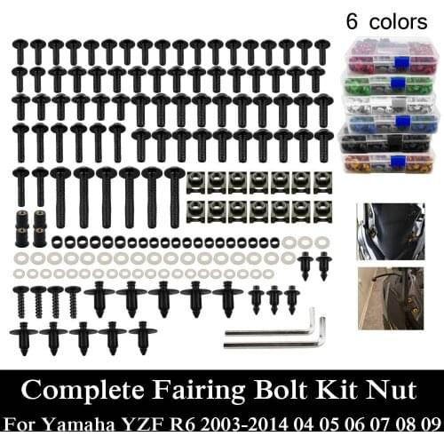Fit For Yamaha YZF R6 2003-2014 04 05 06 07 08 09 10 11 12 13 CNC Alloy Complete Fairing Bolts Kit Nut Bodywork Screws Clip