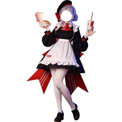 Genshin Impact KFC Joint Maid Cosplay Costumes Game Noelle Peripheral Girl Lolita Clothes Anime Project Beret Apron Bow Tights