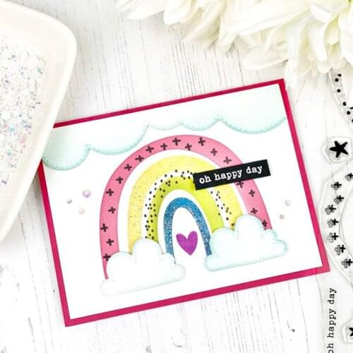 Colorful Raibow Clouds Metal Cutting Dies&Coordinating Stamps For Scrapbooking Craft Die Cut Card Making Embossing Stencil