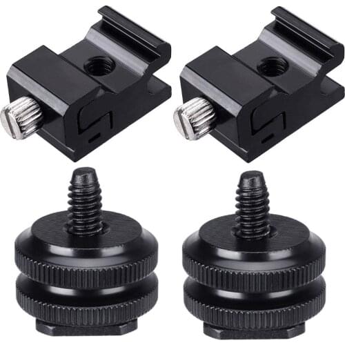 Hot Shoe Mount Adapter Flash Shoe Mount to 1/4"-20 Tripod Screw Adapter DSLR Camera Rig-4 Packs