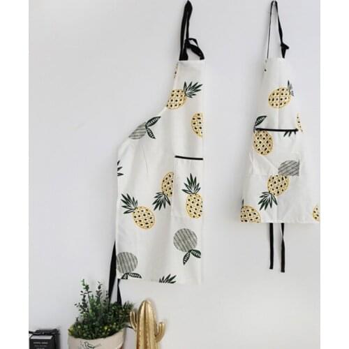 Pineapple Pattern Kitchen Cooking Apron Cotton Kitchen Half-length Sleeveless Anti-fouling Apron Brief Nordic Style Apron