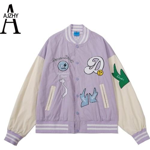Hip Hop Men Baseball Jacket Furry Color Block Patchwork Varsity Jacket Streetwear Fashion Casual Baseball Jacket Couple Clothes