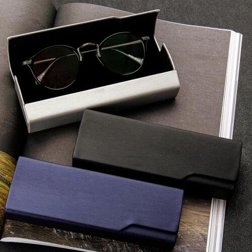 Fashion Handmade Wood Grain PU Solid Color Sunglasses Storage Box Old Eyewear Origanized Protector Box