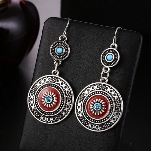 Fashion Personality Bohemia Ear Stud Drop Dangle Earrings Long Ethnic Round Earrings For Women Jewelry Fantastic