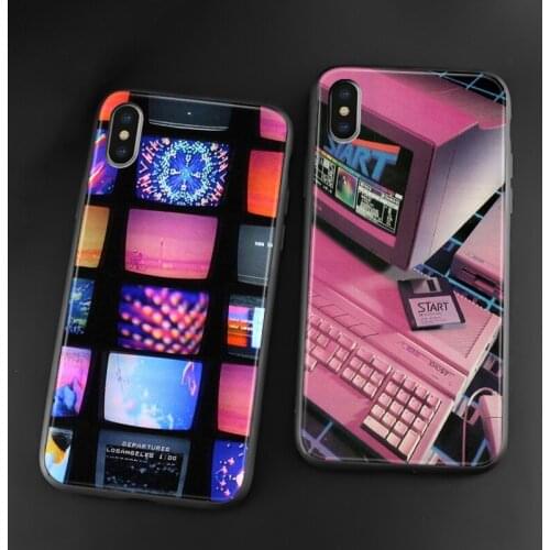 80s style colorful neon Retro style aesthetics For iPhone 6 6s 7 8 Plus X XR XS 11 Pro Max soft silicone Phone case cover shell