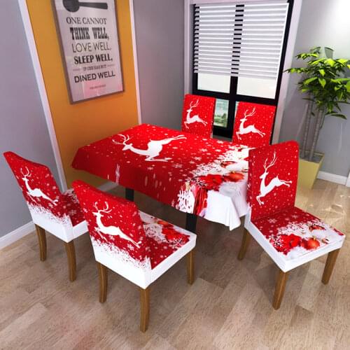 Dining Chair Cover Christmas Snowman Santa Claus Housse De Chaise Elastic Chair Slipcover Seat Case 2021 New Year Decor