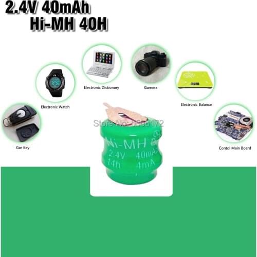 Original New Ni-MH 2.4V 40mAh Rechargeable Button Cell Battery Pack Ni-MH Batteries With Pin