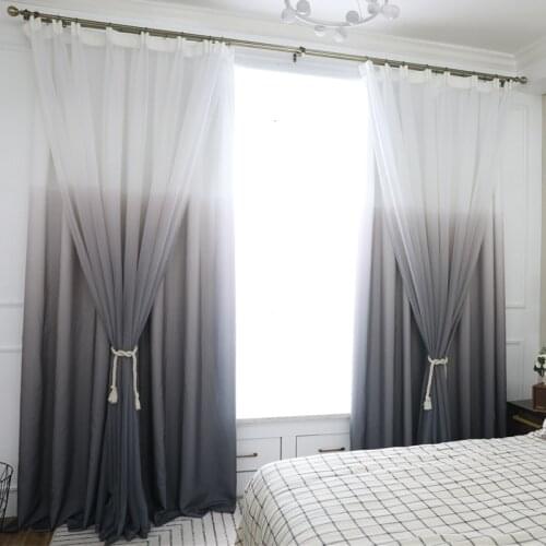 Simple Modern Gradient Grey Printing with Full Shading Curtains for Living Dining Room Bedroom