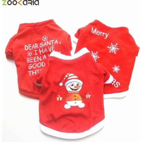 Puppy Christmas Autumn Winter Warm Pattern Fleece Pet Cats And Dogs Embroidered Christmas Dress Up Pet Gift Clothing Wholesale