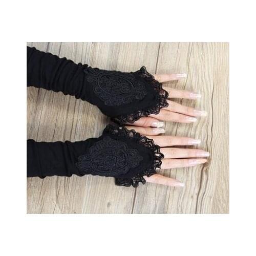 Sunscreen Sleeve Ice Sleeve Summer Thin Women Drive Lace Cotton Arm Set UV Protection Sleeve Gloves Lengthen