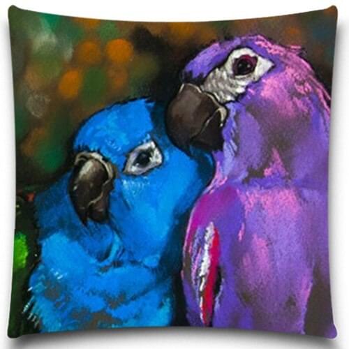 A parrot 's oil painting Series Cotton polyester 2D printed sofa pillow case Perfect Quality Home Decoration Housewarming gift