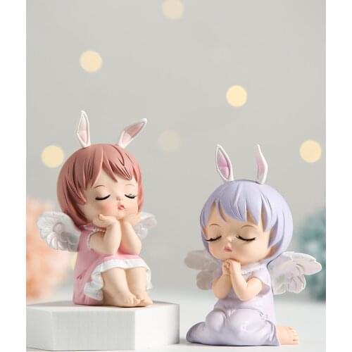 Northern Europe girl angel Statue Dreamland Resin Crafts animal Decor For Home Car Table Ornament Kids Christmas birthday Gift