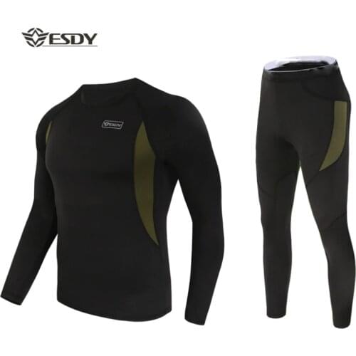 Thermal Underwear Outdoor Winter Sports Trainning Exercise Sets Fleece Suits Running Quick Drying Warm Underwear Men Clothing