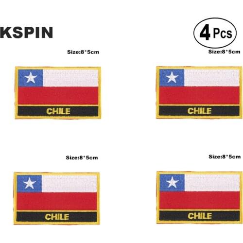 Chile Rectangular Shape Flag Iron on Saw on Patches Embroidered Flag Patches National Flag Patches for Clothing