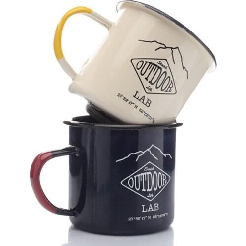 Outdoor Enamel Mug 8cm350ML Enamel Mug, High-end Coffee Cup, Enamel Water Mug, Durable, Fine Workmanship, Many Styles
