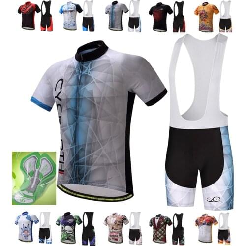 CYCEARTH Mens Cycling Jersey Cycling Clothing Summer Short Sleeve Set New Team Racing MTB Road Bike Shirt Bib Shorts Kit
