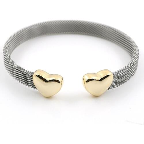 Vintage Stainless Steel Heart Cuff Bracelets Bangles Mesh Bracelets Bangles For Men Women Fashion Jewelry