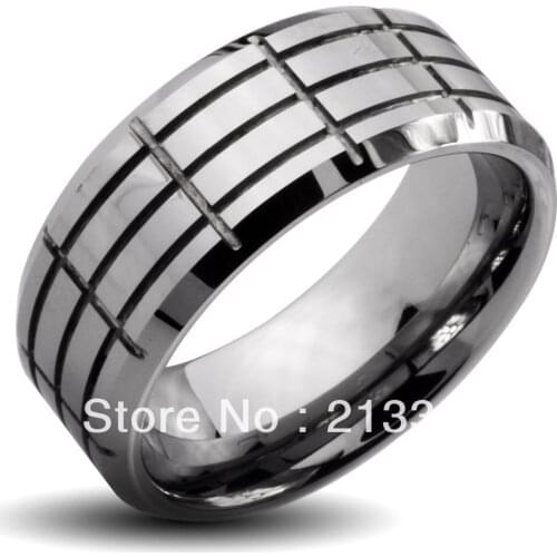 Free Shipping Buy Cheap Discount Price USA HOT Selling 8MM Men&Womens Silver Grooves Beveled Classic Tungsten Wedding Rings