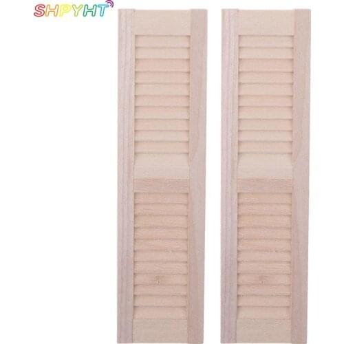 High Quality2Pcs/Set Handmade 1/12 Miniature Dollhouse Wooden Shutters DIY Window Furniture Accessories Toys for Children