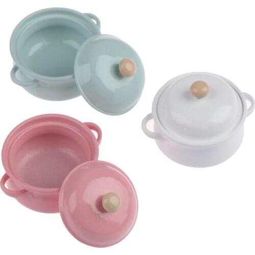 1:12 Dollhouse Miniature Metal Cooking Soup Pot Cookware Dollhouse Kitchen Accessories Miniature Hot Pot