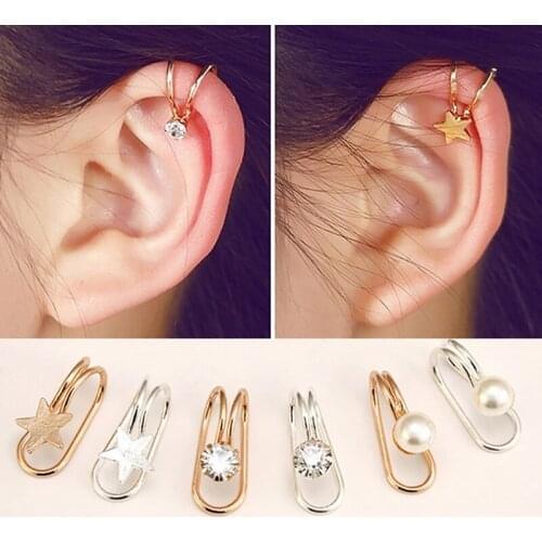 1Pcs Earrings Clip For Women Non Piercing Earrings Fake Earrings 2021 Trend Crystal Rhinestone Korean Fashion Girl Jewelry Gifts