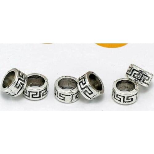 10pcs/lot 8mm big hole Pattern Metal Alloy Spacer Beads Hole Beads Flat Beads Nepal Buddha Beads For Jewelry Making