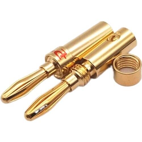 2pcs Fine Copper Cross Banana Plug Gold-Plated Cross Welding-Free Banana Plug
