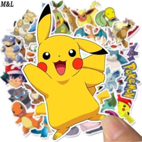 40/50/100 Pcs Cartoon Anime Pokemon Stickers Waterproof Stikers Toy Kawaii Pikachu Stikers Skateboard Bicycle Guitar Laptop Kids