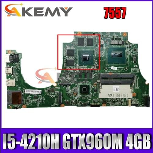 Akemy Brand NEW FOR Dell Inspiron 7557 Motherboard I5-4210H GTX960M 4GB KHF04 DA0AM9MB8D0 CN-0WTDX5 WTDX5 mainboard 100% tested