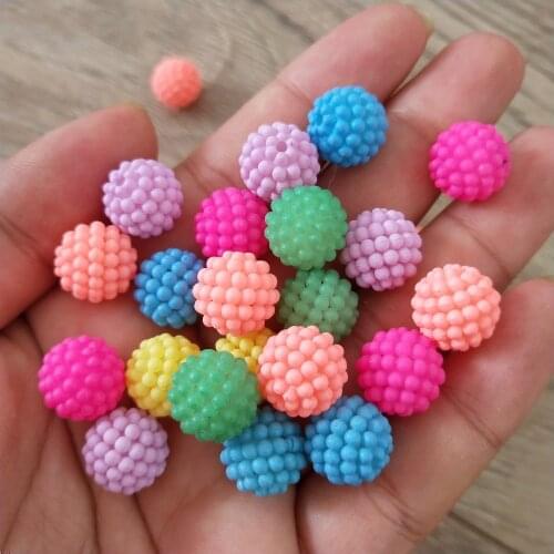 Free Shipping 12MM 14MM Round Shape Acrylic Neon Colors Berry Beads DIY jewelry Findings Ornament Accessory Plastic Spacer Beads