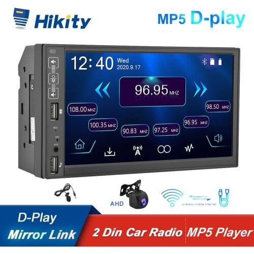 Hikity 2Din Car Radio 7'' HD Multimedia Player Bluetooth Autoradio FM Stereo Receiver USB Mirror Link Carplay For Android Iphone