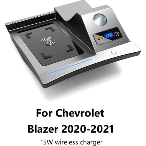 QI For Chevrolet Equinox 2017-2021 Wireless Charger Cigarette Lighter 15W Mobile Phone Fast Charging Chevrolet Blazer 2020-2021